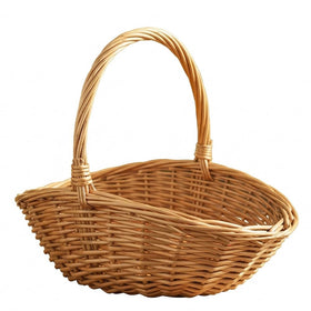 Chilsoby handwoven wicker harvest basket with handle, ideal for picnics and garden harvests.