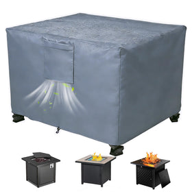 Chinchilla fire pit cover 30-inch square fit blocks rain and debris.