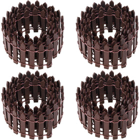 Chinco fairy garden fence four-piece wood picket set shown in a miniature landscape