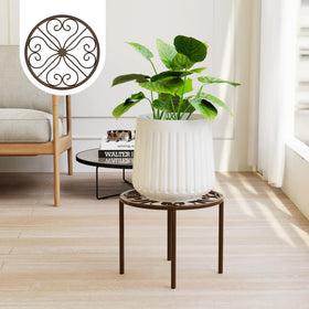 Chinpakden bronze plant stand front view elevating plants for cleaner floors