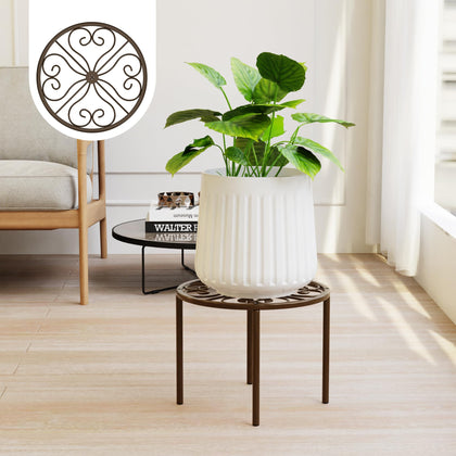 Chinpakden bronze plant stand front view elevating plants for cleaner floors