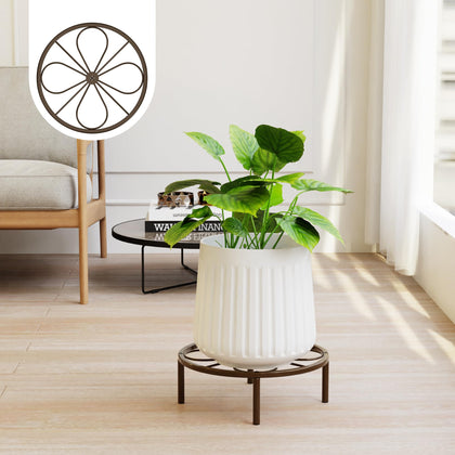 Chinpakden brown plant stand top view elevates greenery off the floor