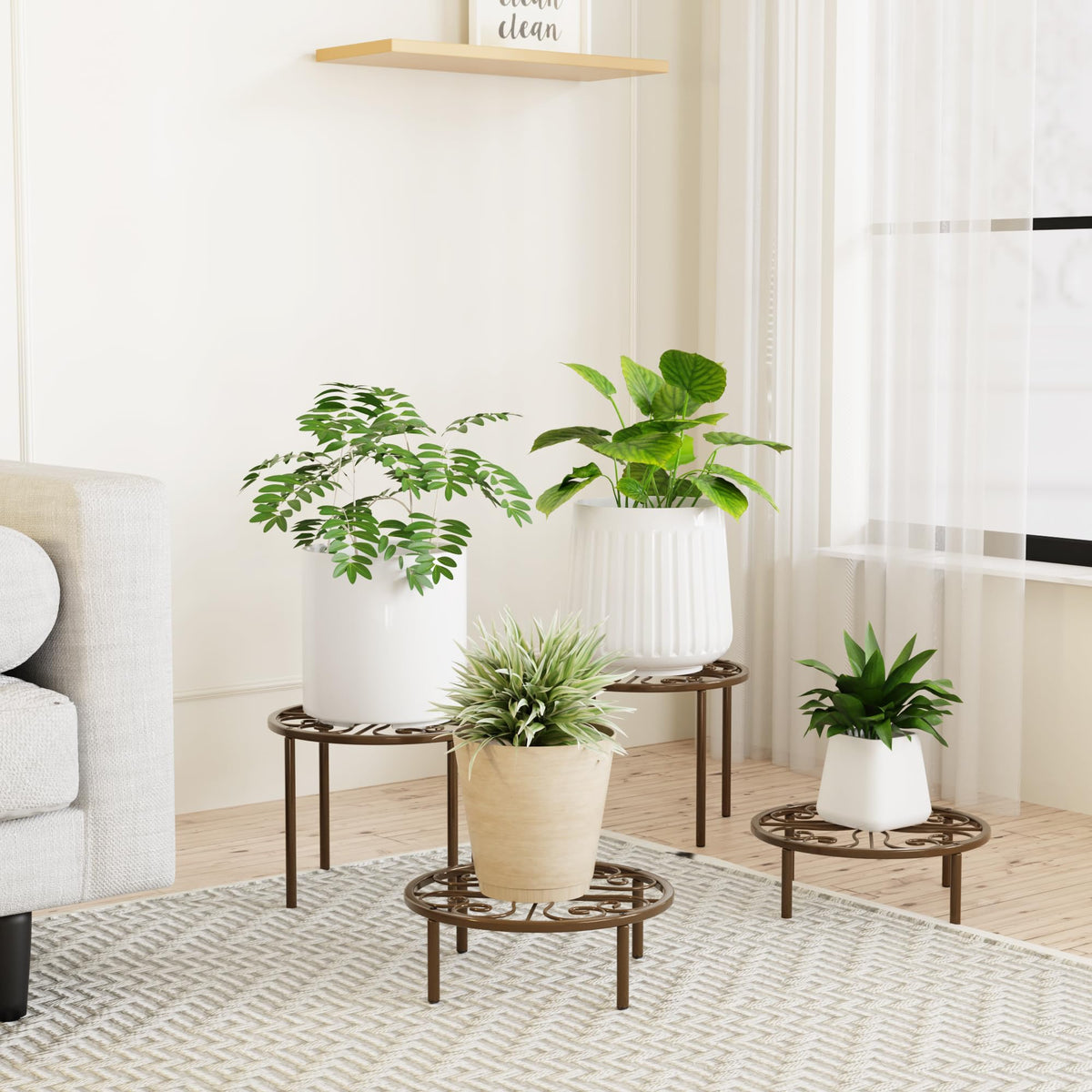 Chinpakden brown plant stand indoor display for houseplants