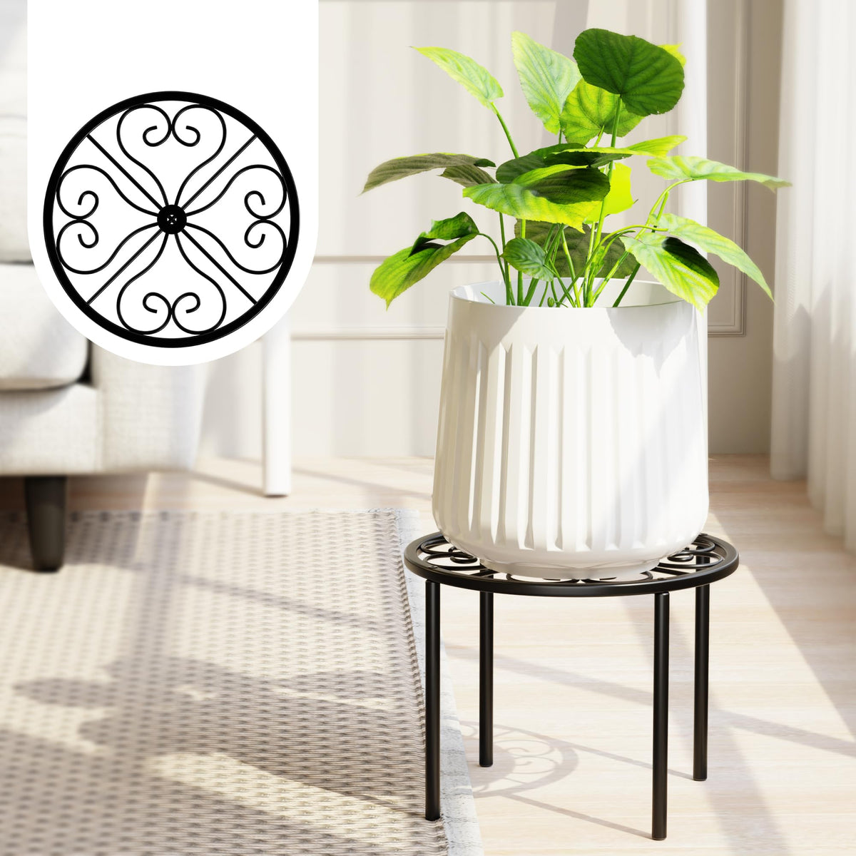 Chinpakden metal plant stand side view elevating greenery for easy viewing