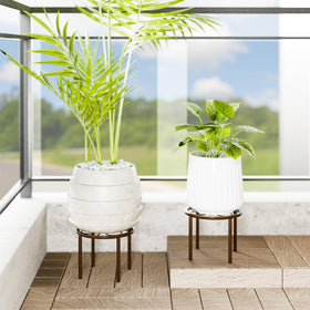 Chinpakden outdoor patio display stand complements garden space.