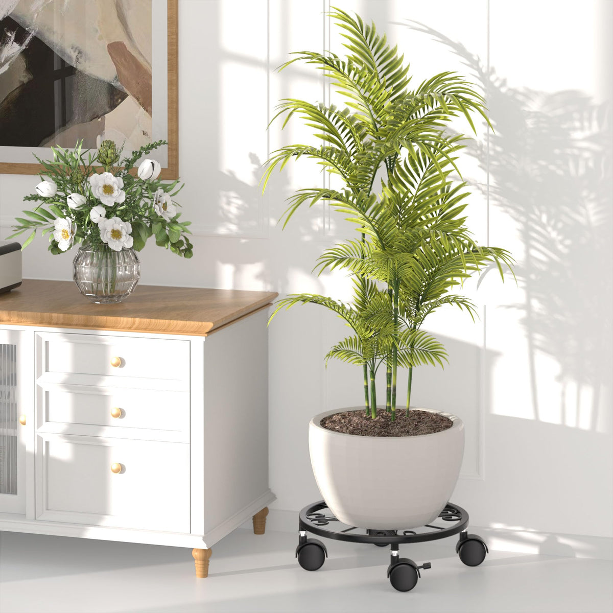 Chinpakden plant rollers 360-degree swivel for smooth positioning.