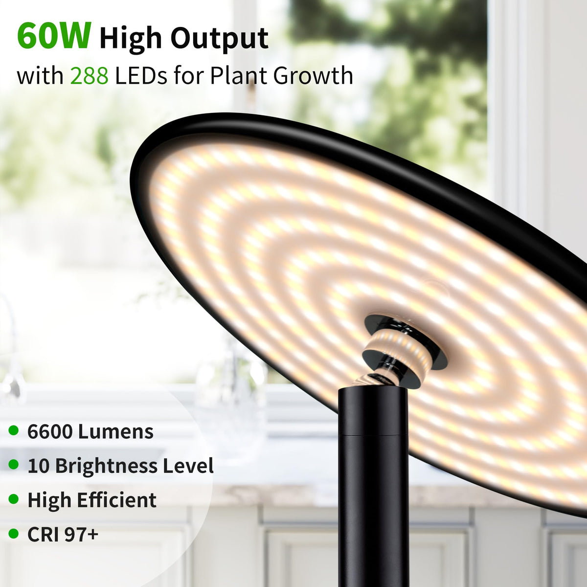 Chiphy full-spectrum lamp head delivers balanced light for leafy indoor plants