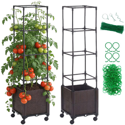 Chirpartti raised garden bed with trellis for versatile indoor/outdoor growing.