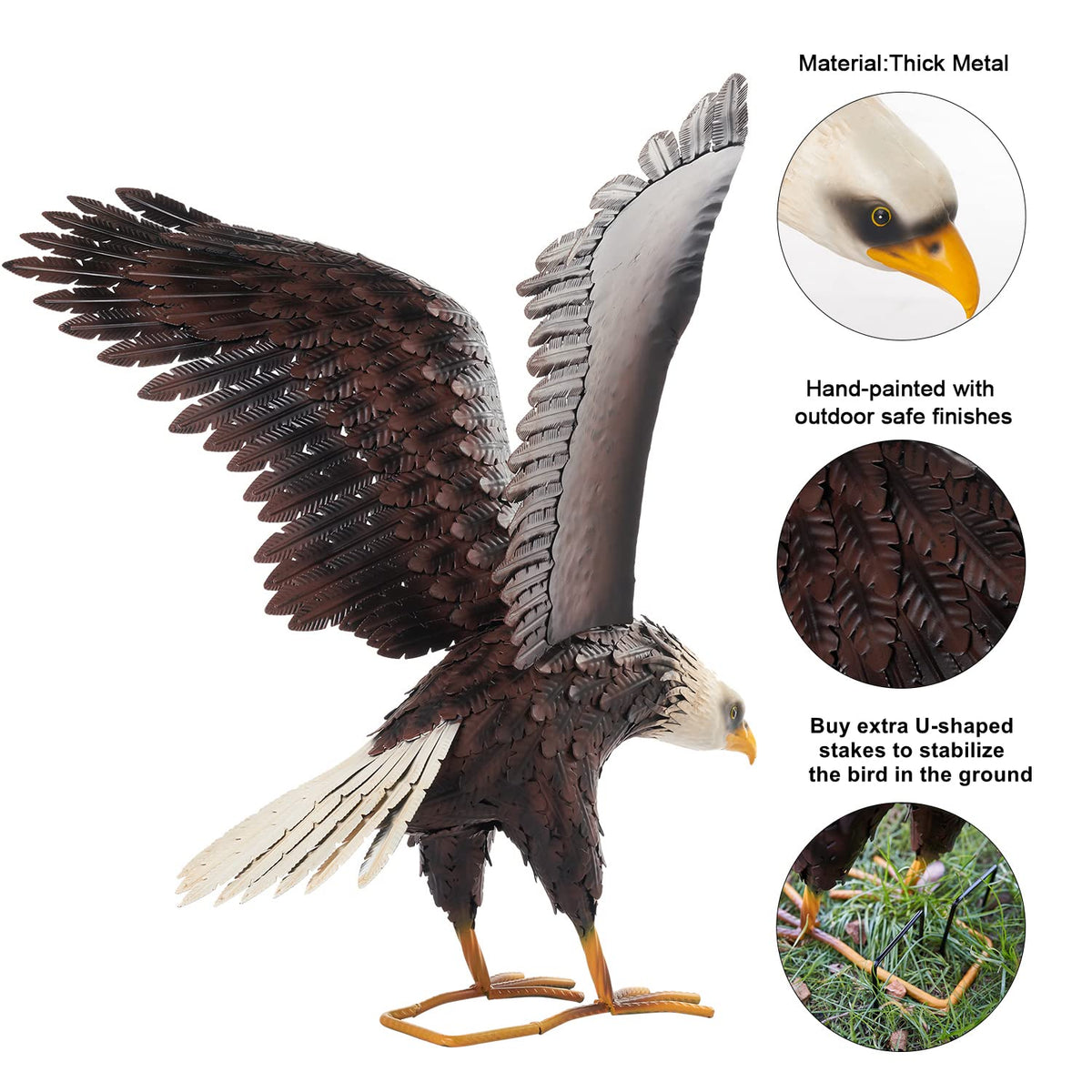 Chisheen bald eagle yard art packaged protection—carefully boxed for safe shipping.