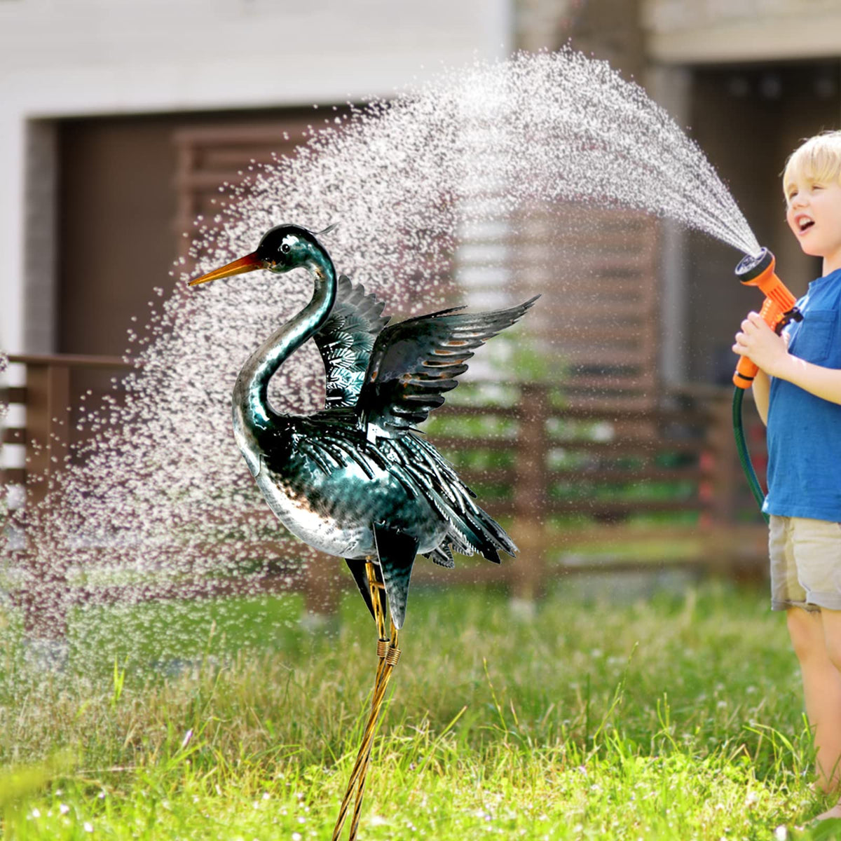 chisheen crane yard art stands 23.6 inches tall for visible curb appeal.