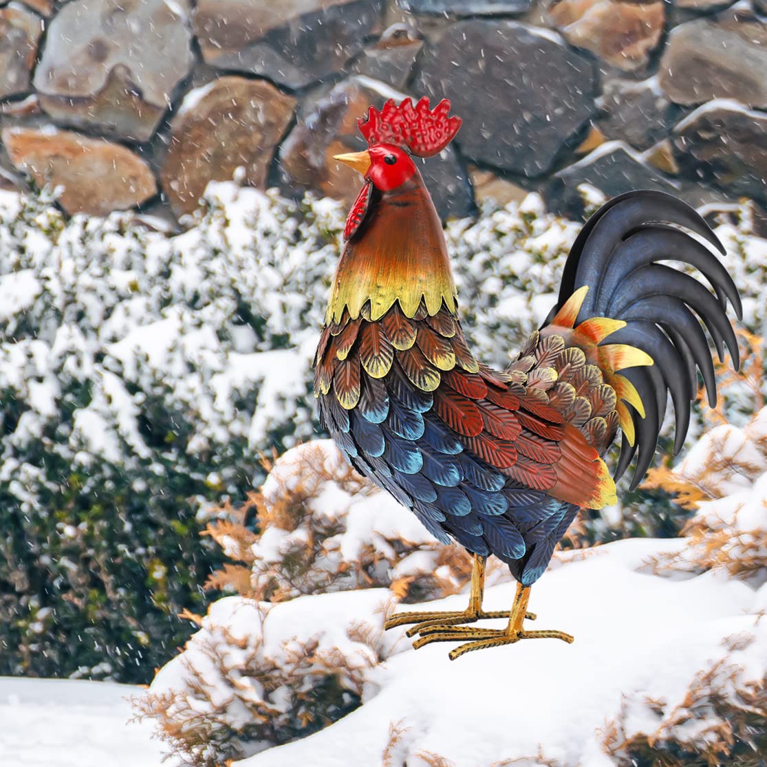 chisheen rooster decor hand-painted finish adds depth and character