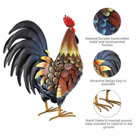 chisheen rooster decor yard art enhances lawn or patio ambiance