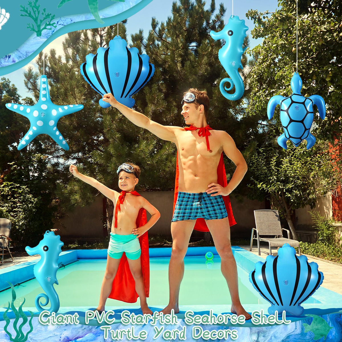Chitidr seahorse inflatable ornament brings whimsical ocean charm to parties.