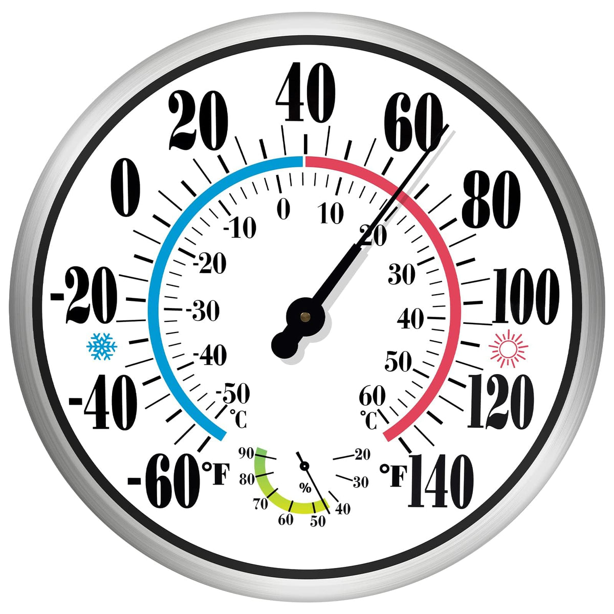 CHIVENIDO 12-inch outdoor thermometer with large dial for easy long distance readings