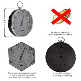 CHIVENIDO aluminum dial thermometer-hygrometer with clear glass lens for easy reading.