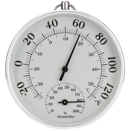 CHIVENIDO indoor-outdoor thermometer-hygrometer round dial for wall or table use.