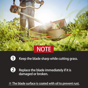 Heavy-duty ChoirLingo blade in a yard work scenario across rough terrain
