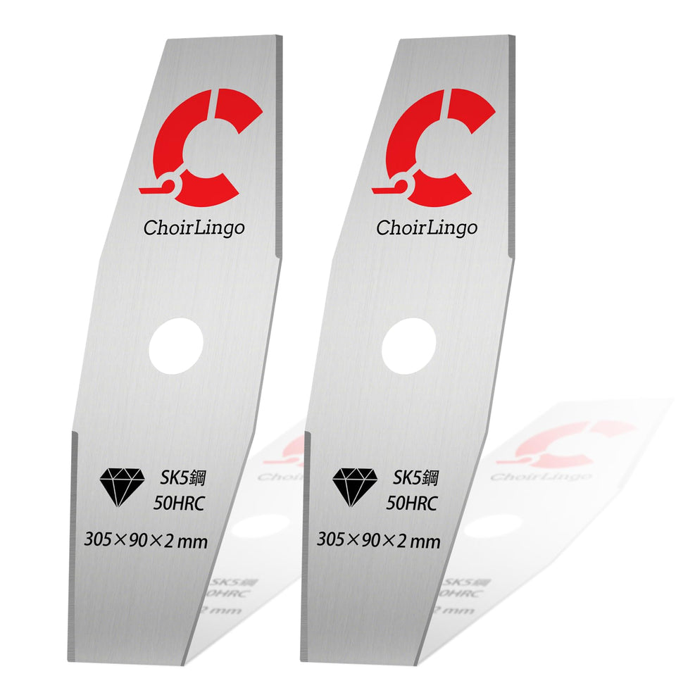 ChoirLingo SK5 steel blade close-up showing a durable edge for tough brush cutting.