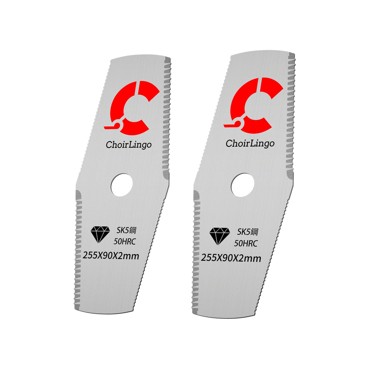 ChoirLingo SK5 serrated blade mounted on a weed eater for aggressive cutting of thick growth