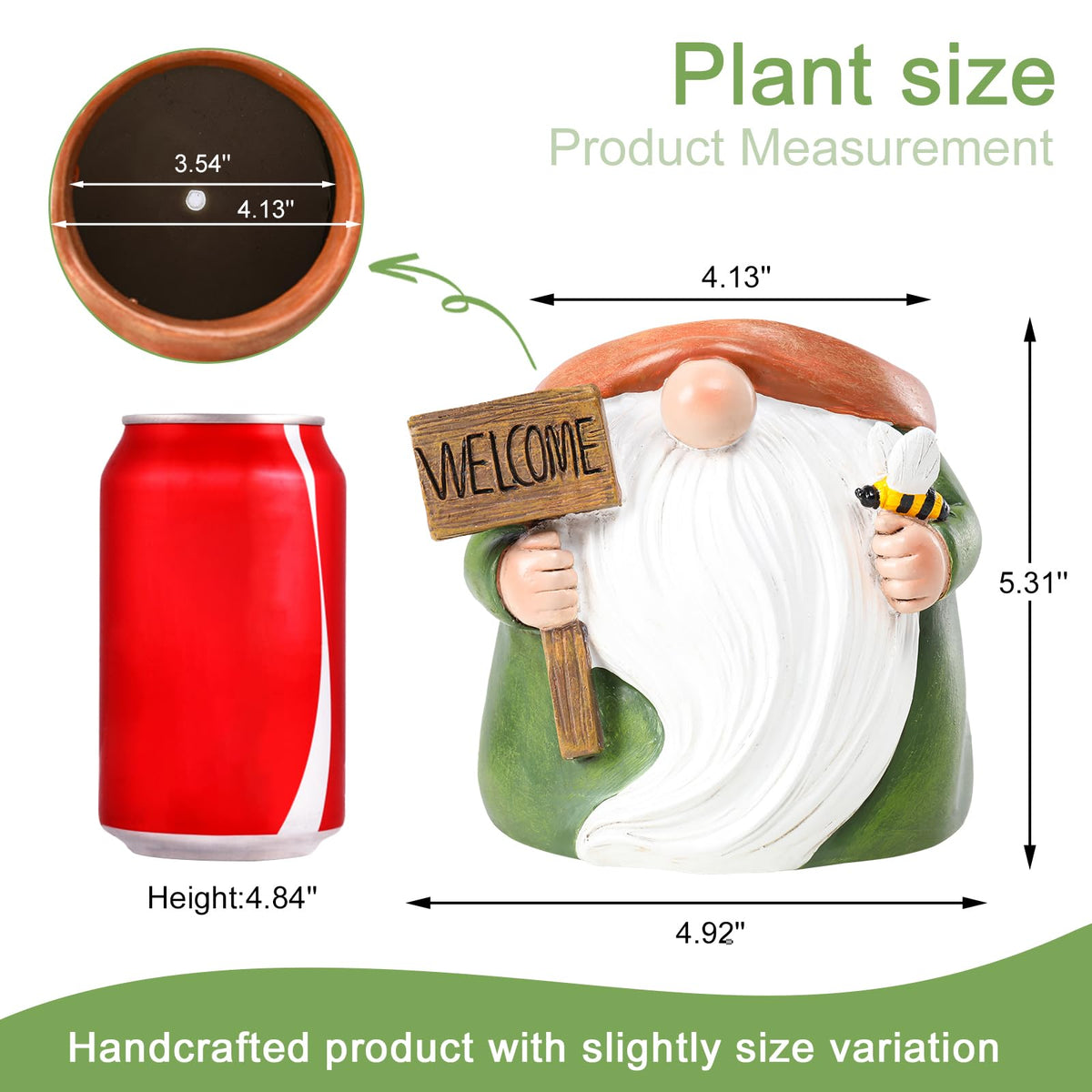 Chonsun cactus-plant-pot-gnome adds playful decor to desks and shelves.