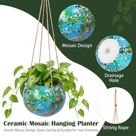 Chonsun ceramic mosaic hanging pot enhances balcony decor