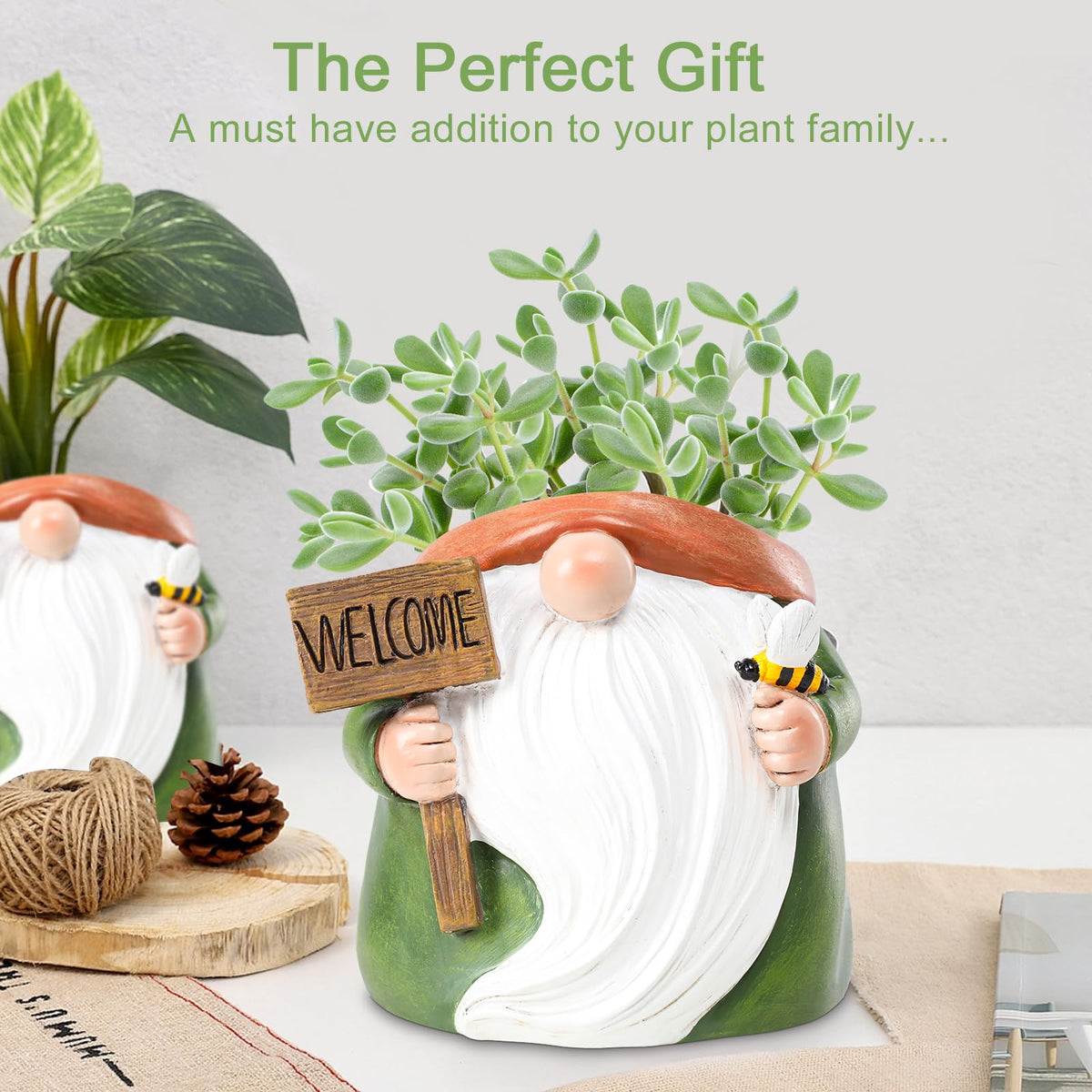 Chonsun drainage-hole-gnome-planter includes silicone stopper to protect moisture.
