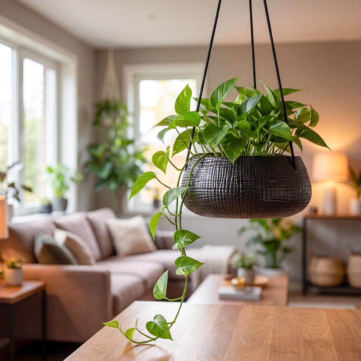 Chonsun hanging plant pot includes silicone stopper to control moisture loss.