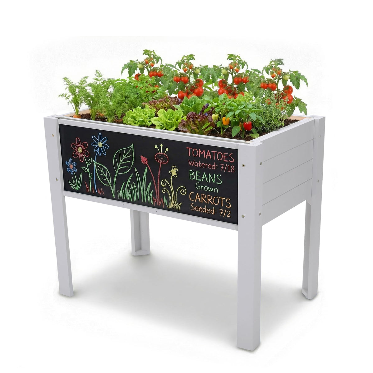 Chonsun kids raised garden bed with chalkboard, enhancing outdoor learning and gardening fun.