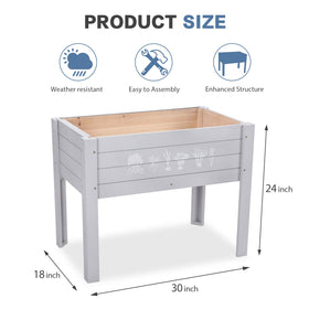 Chonsun wooden elevated planter outdoors, offering ergonomic gardening with knee-friendly height.