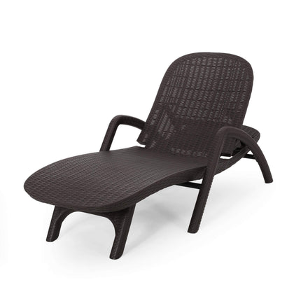 Christopher Knight Home Blanche outdoor chaise lounge side view highlights weather-resistant wicker texture