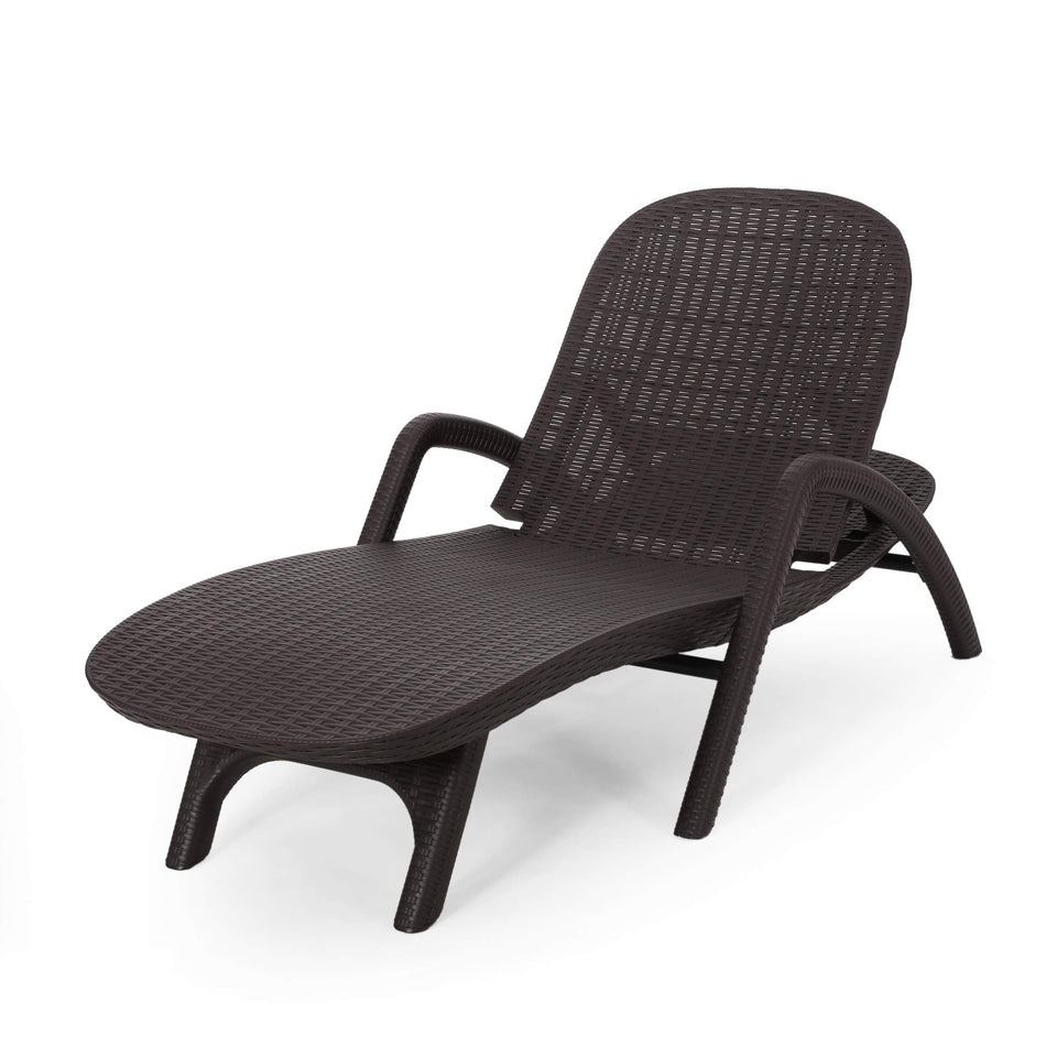 Christopher Knight Home Blanche outdoor chaise lounge side view highlights weather-resistant wicker texture