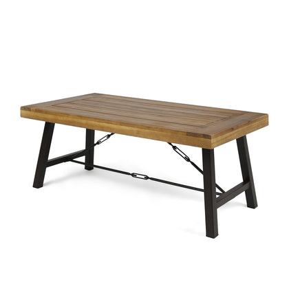 Christopher Knight Home Catriona outdoor coffee table top view with teak finish for patio décor