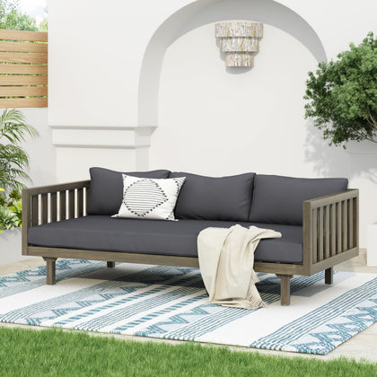 Christopher Knight Home Claremont daybed in acacia wood for outdoor lounging