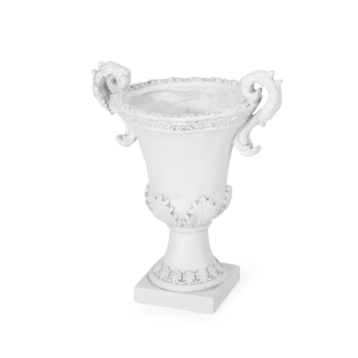 Antique white Jorine planter blends with various exteriors and interiors.
