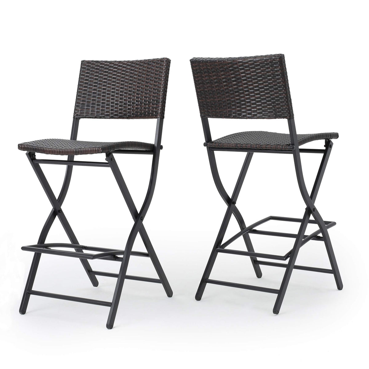 Christopher Knight Home Margarita outdoor wicker barstool set on patio, sturdy frame for long-lasting seating