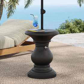 Oriana MGO umbrella base with hand-turn knob for secure pole fit.