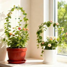 Chrotopic versatile indoor-outdoor plant support fits windowsills and balconies.