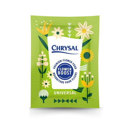 Chrysal Clear flower food packets for easy dosing to extend vase life of bouquets