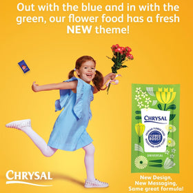 Chrysal floral care packaging features easy-open sachets for clean use
