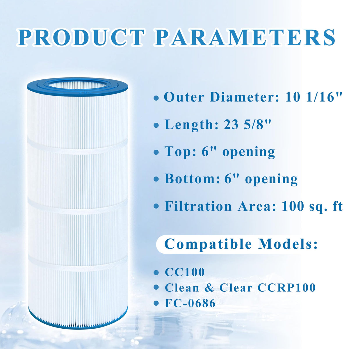 Chryseos C-9410 compatible filter shown for versatile pool maintenance