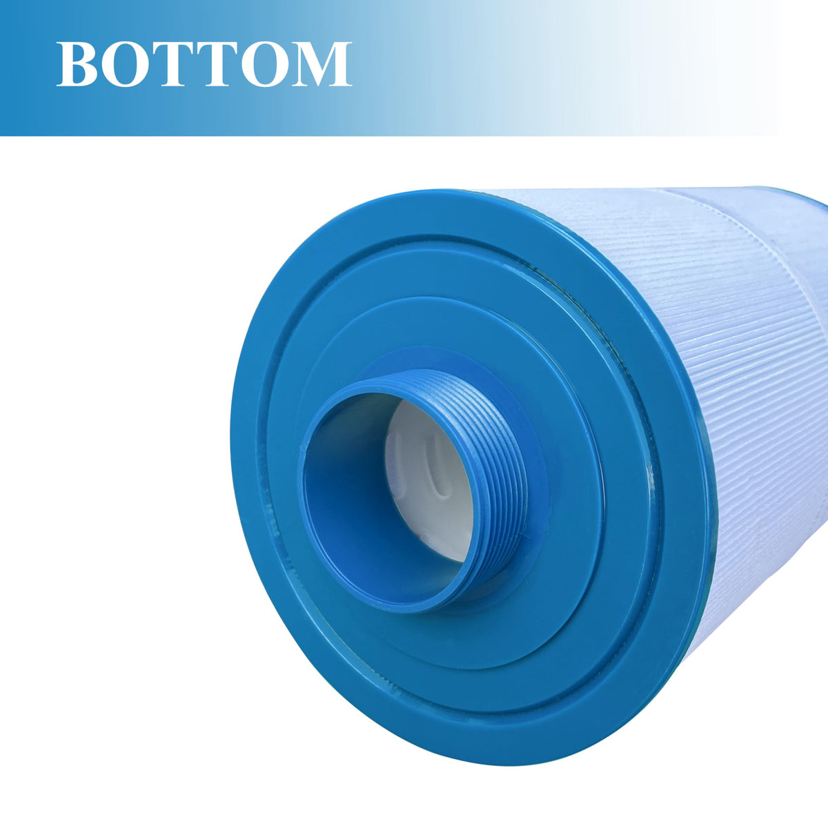 Chryseos spa filter with 2-inch MPT bottom thread for universal replacement