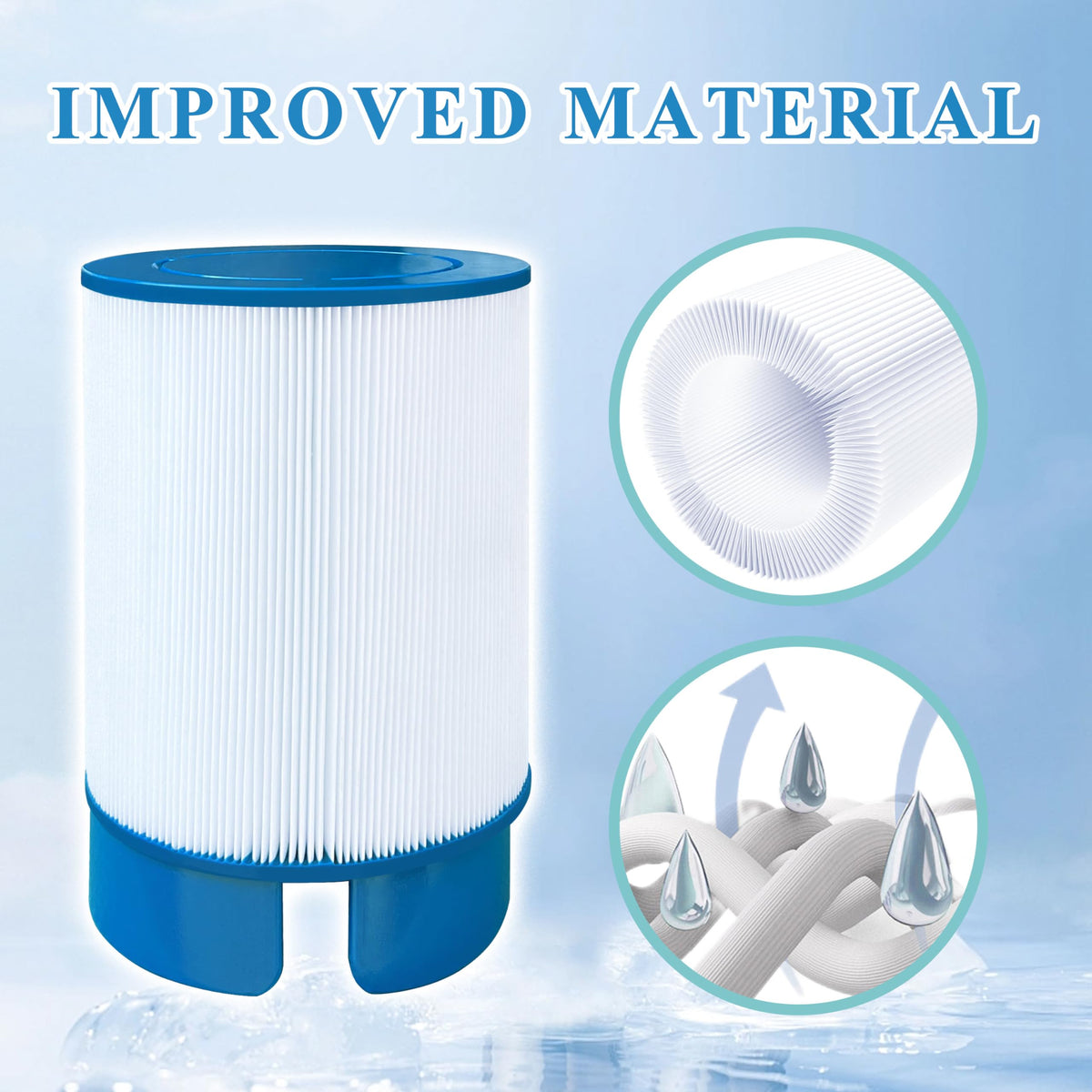 Chryseos spa filter 35-sq-ft provides ample filtration area for steady water cleanliness