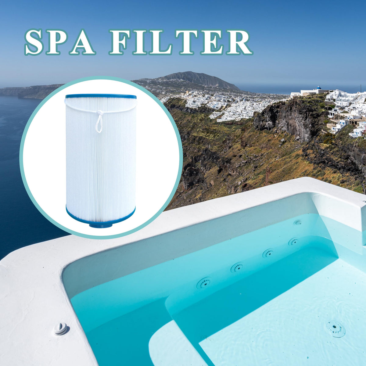 Chryseos spa filter packaging and replacement kit for spa care