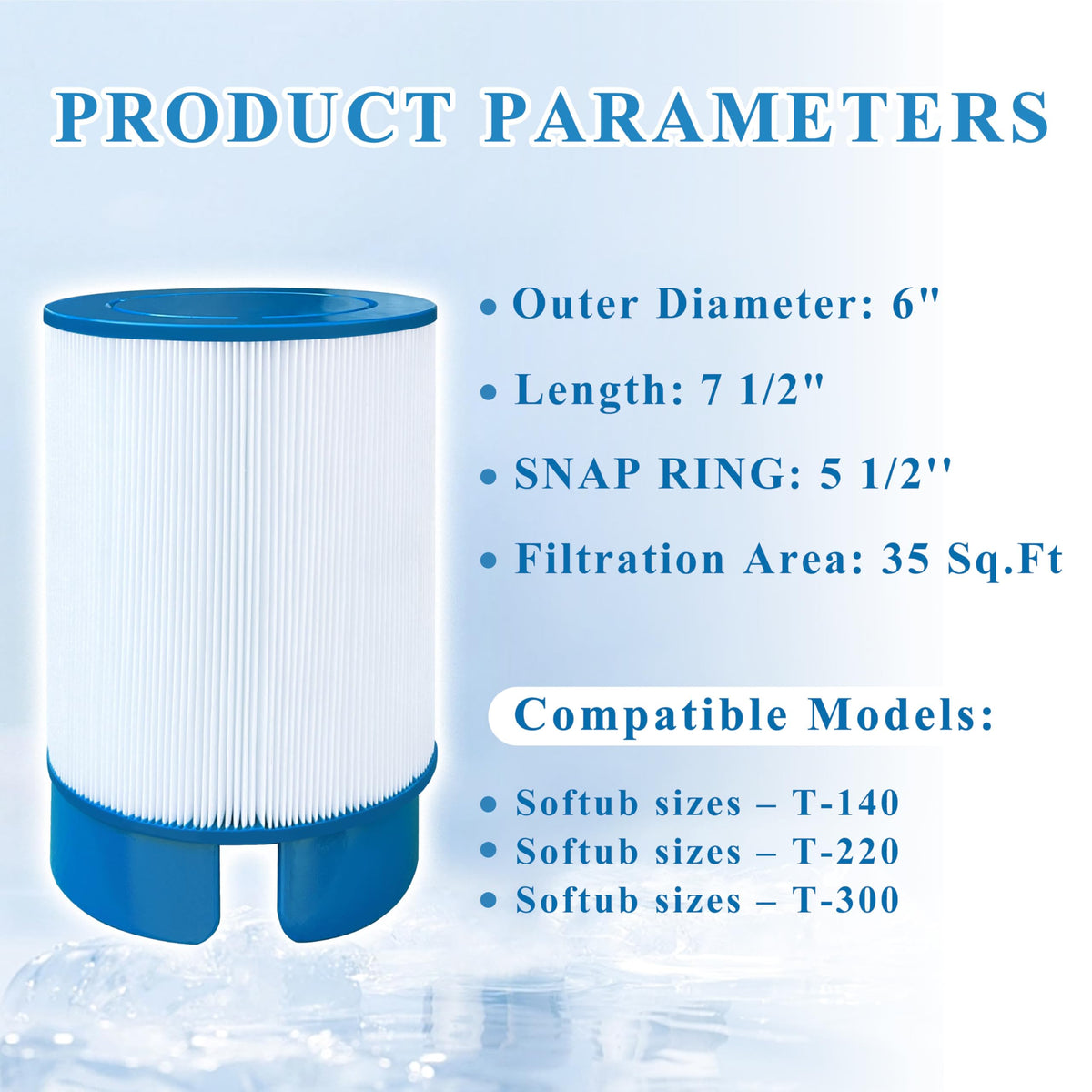 Chryseos spa filter for Soft Tub T-140 supports easy replacement and reliable performance