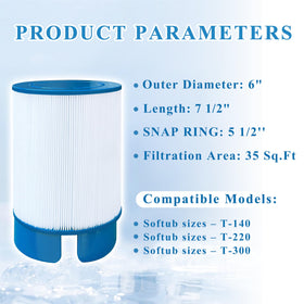 Chryseos spa filter for Soft Tub T-140 supports easy replacement and reliable performance