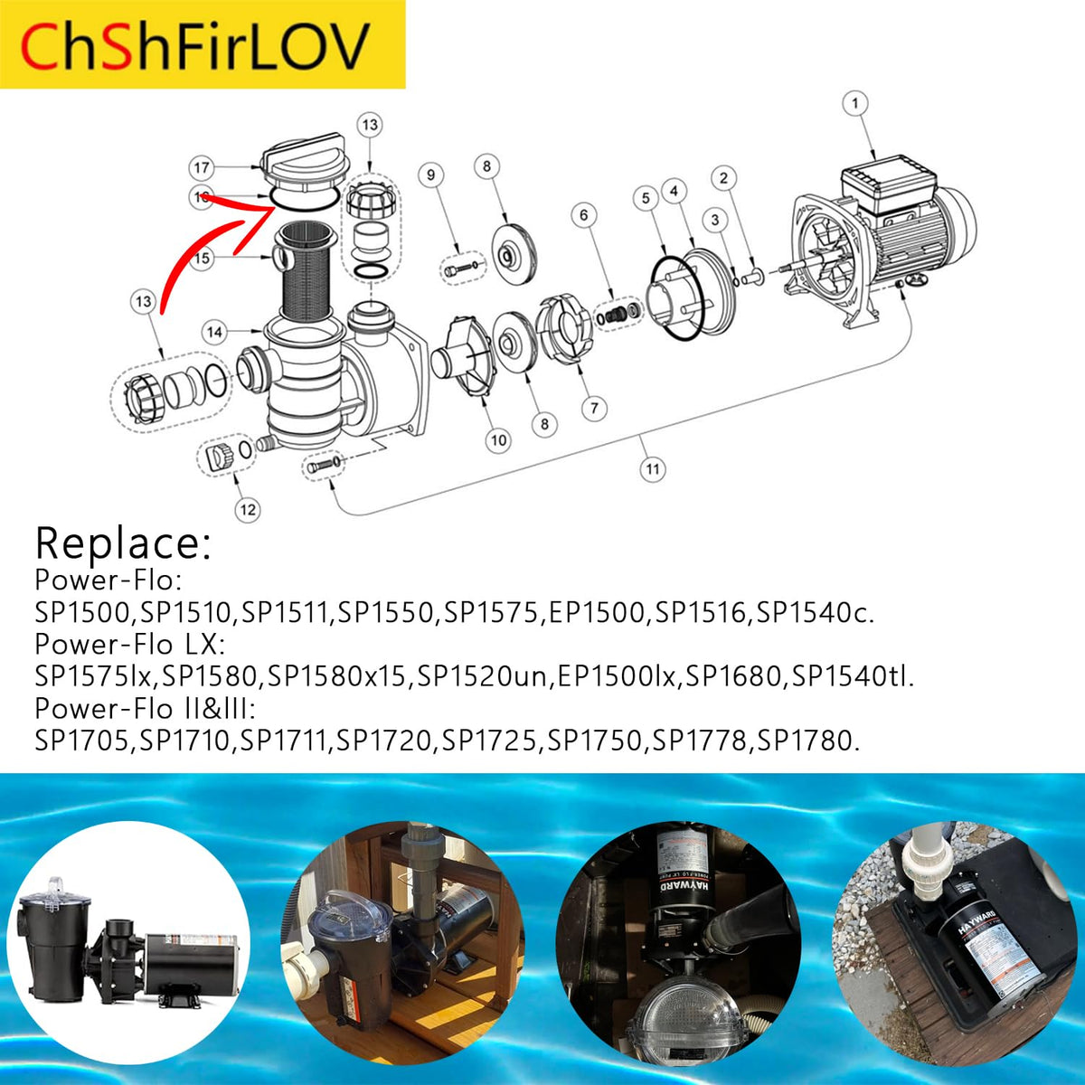 ChShFirLOV SPX1500P O-ring for strainer fits Hayward pumps