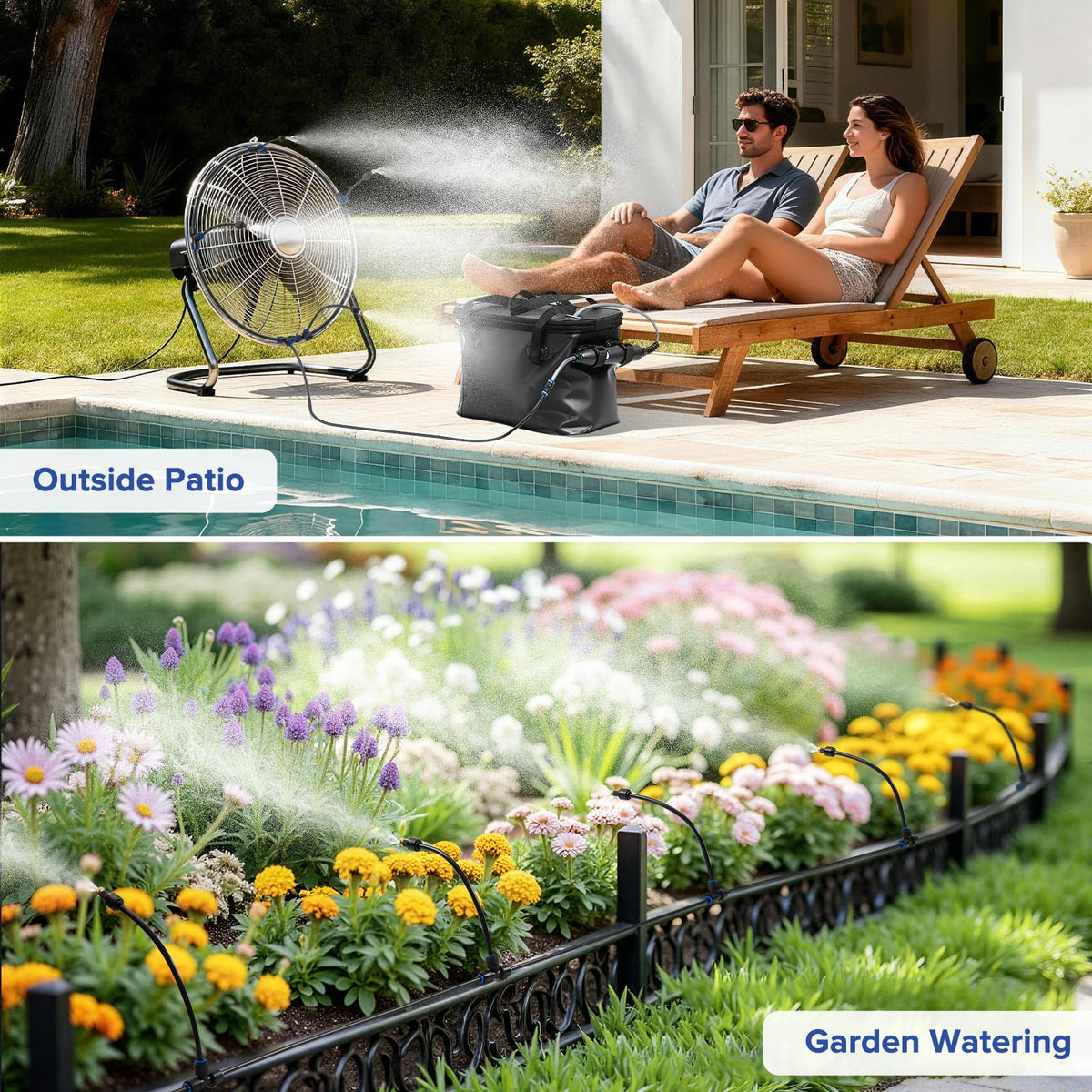 Chtoocy 20L waterproof bucket with misting pump for outdoor use.