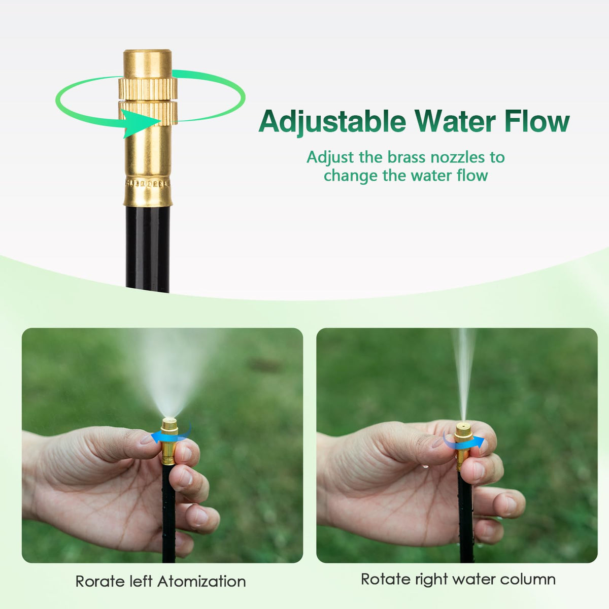 Chtoocy brass misting nozzles close-up highlighting durable, rust-resistant spray