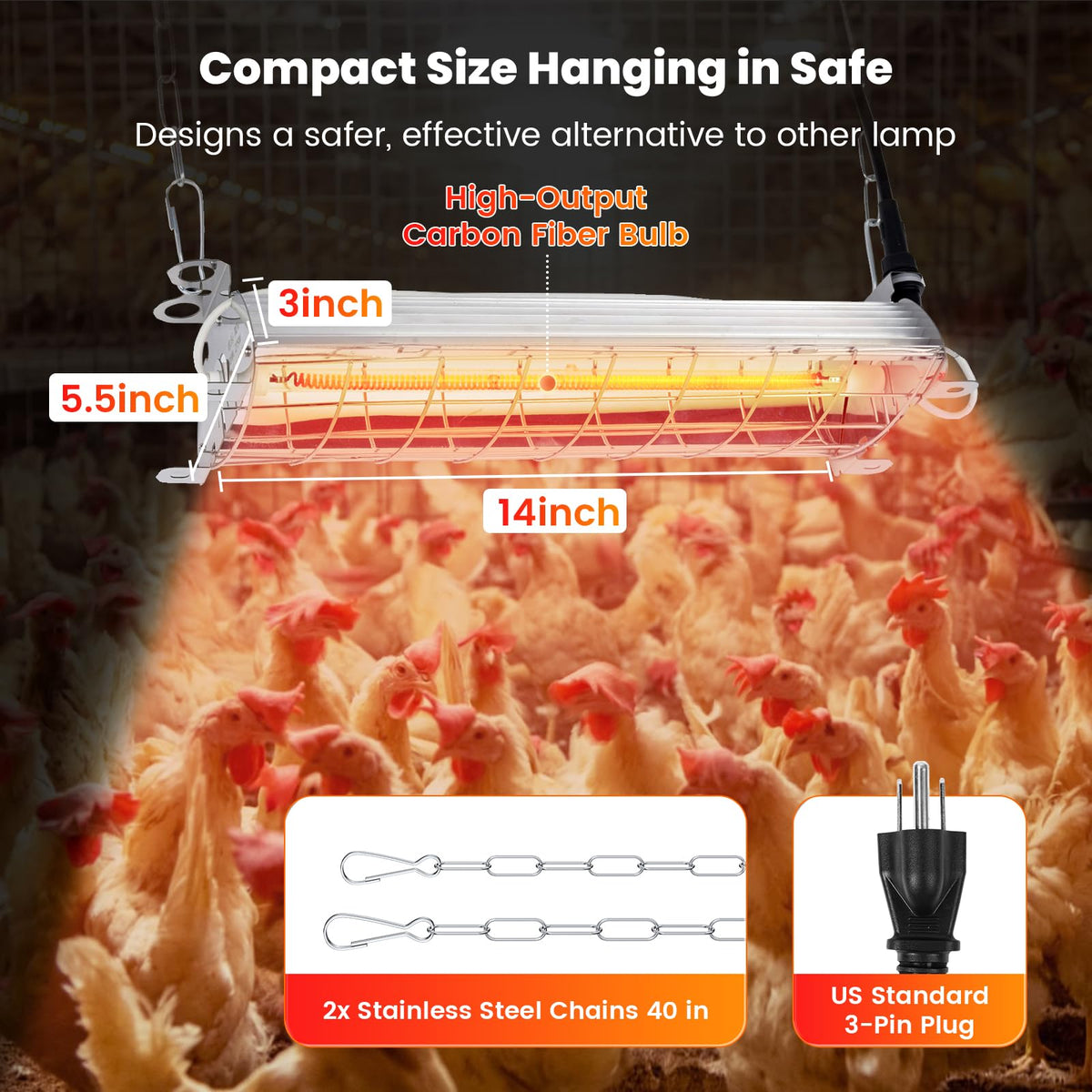 Chtoocy coop heater provides directional warmth for poultry.