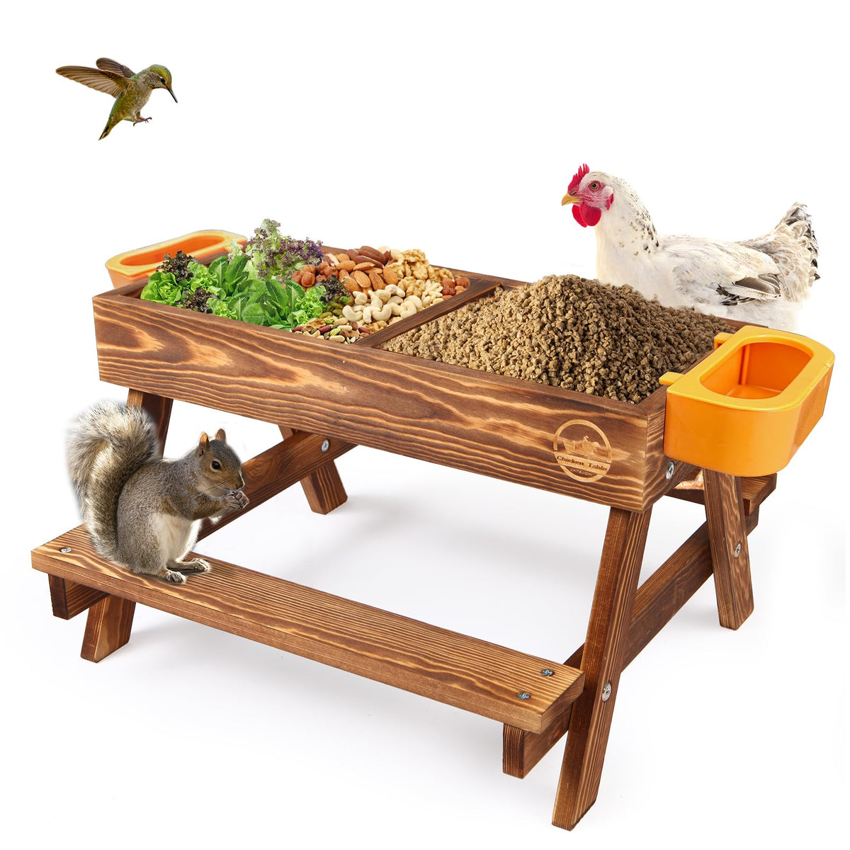 CHTSJQW chicken picnic table assembly guide showing easy setup.